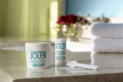 Jolen Mild 125ml Facial Bleach application steps illustrate no-drip ease