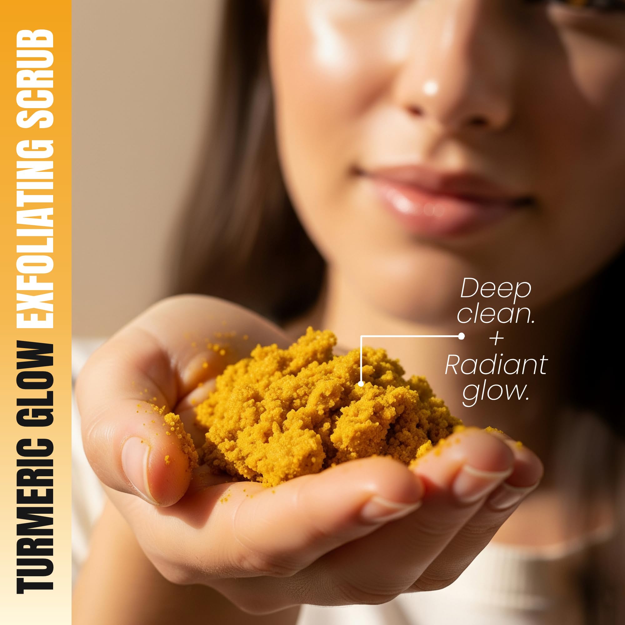 Joli Noir premium ingredients label emphasizes turmeric and honey for skin-friendly exfoliation.