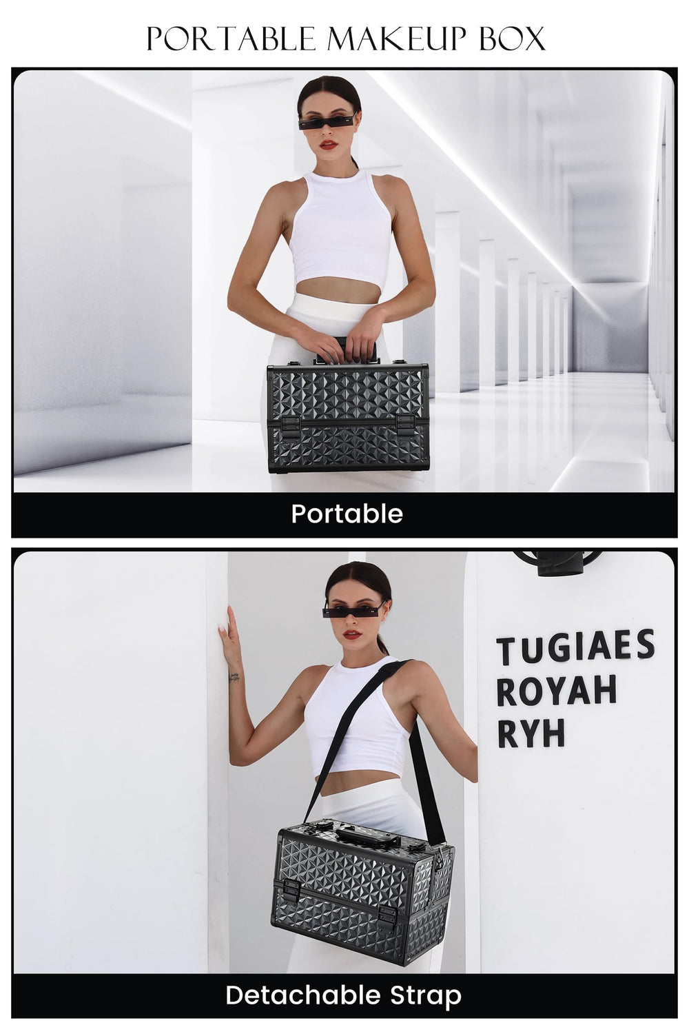 Espacio amplio Joligrace para maquillaje que cabe paletas y botellas de viaje