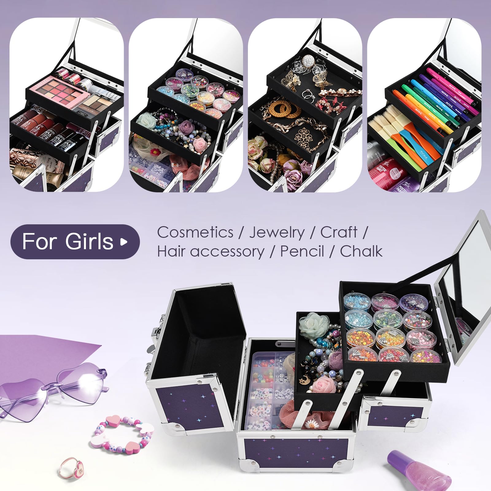 Joligrace jewelry storage box features built-in mirror for grooming