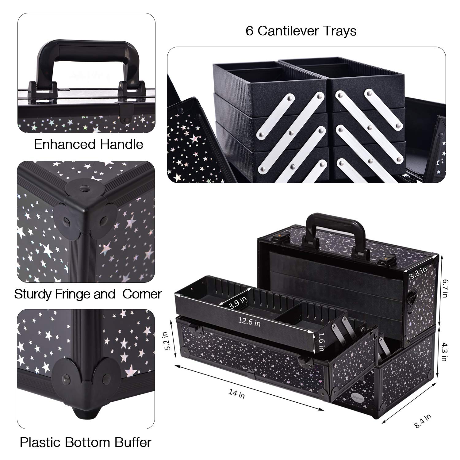 Joligrace makeup case aluminum frame with reinforced corners for daily durability