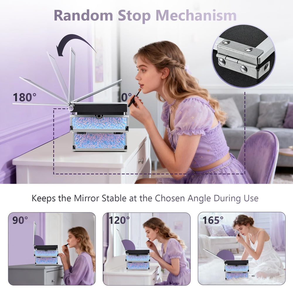 Joligrace makeup-case cantilevered tray design keeps cosmetics organized on the go