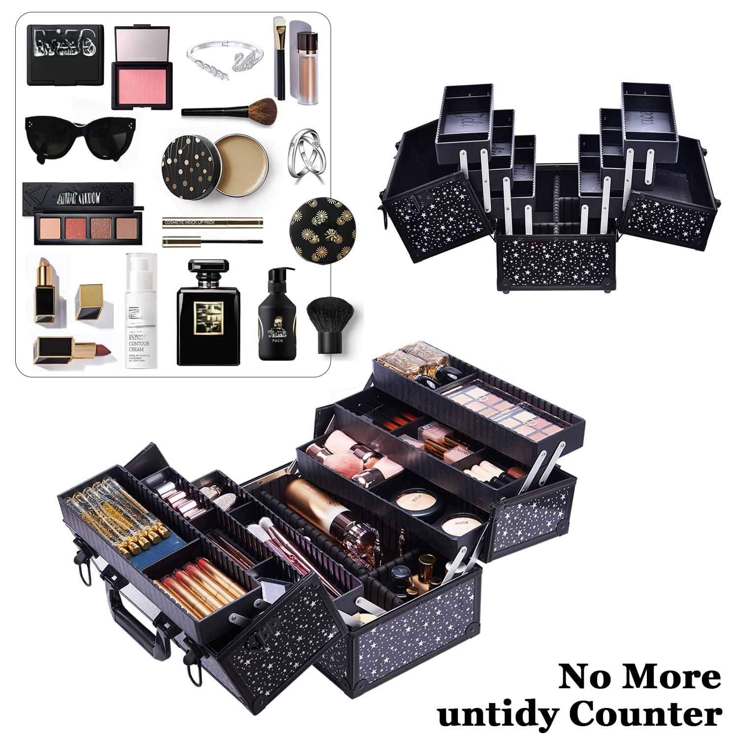 Joligrace makeup case heavy-duty strap and latch for secure transport