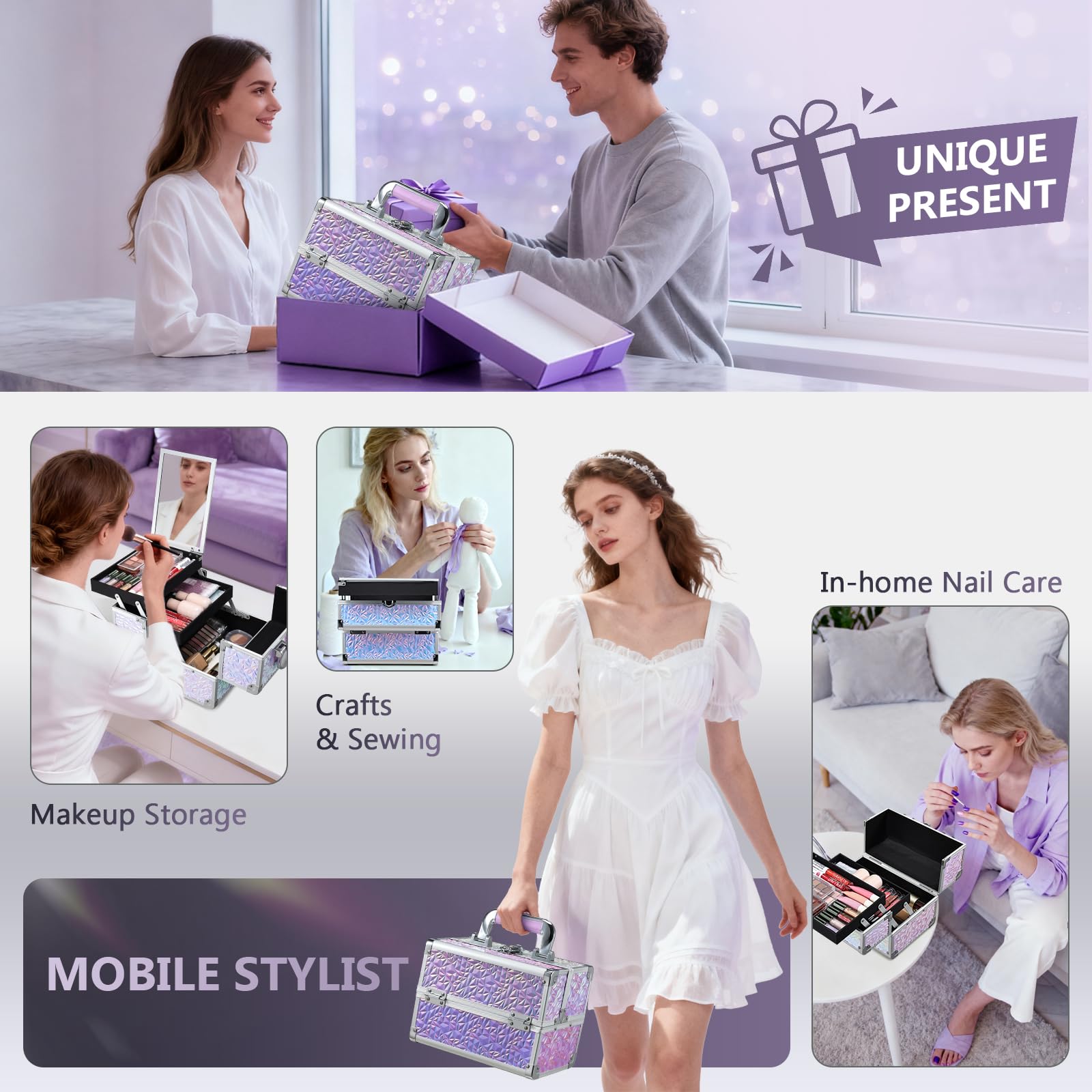 Joligrace makeup-case key lock security ensures privacy in shared spaces