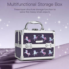 Joligrace makeup case trays mirror inside keeps accessories organized
