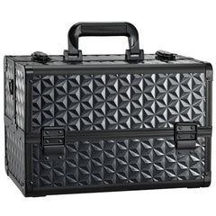 Joligrace Makeup Train Case front view highlights aluminum construction and style