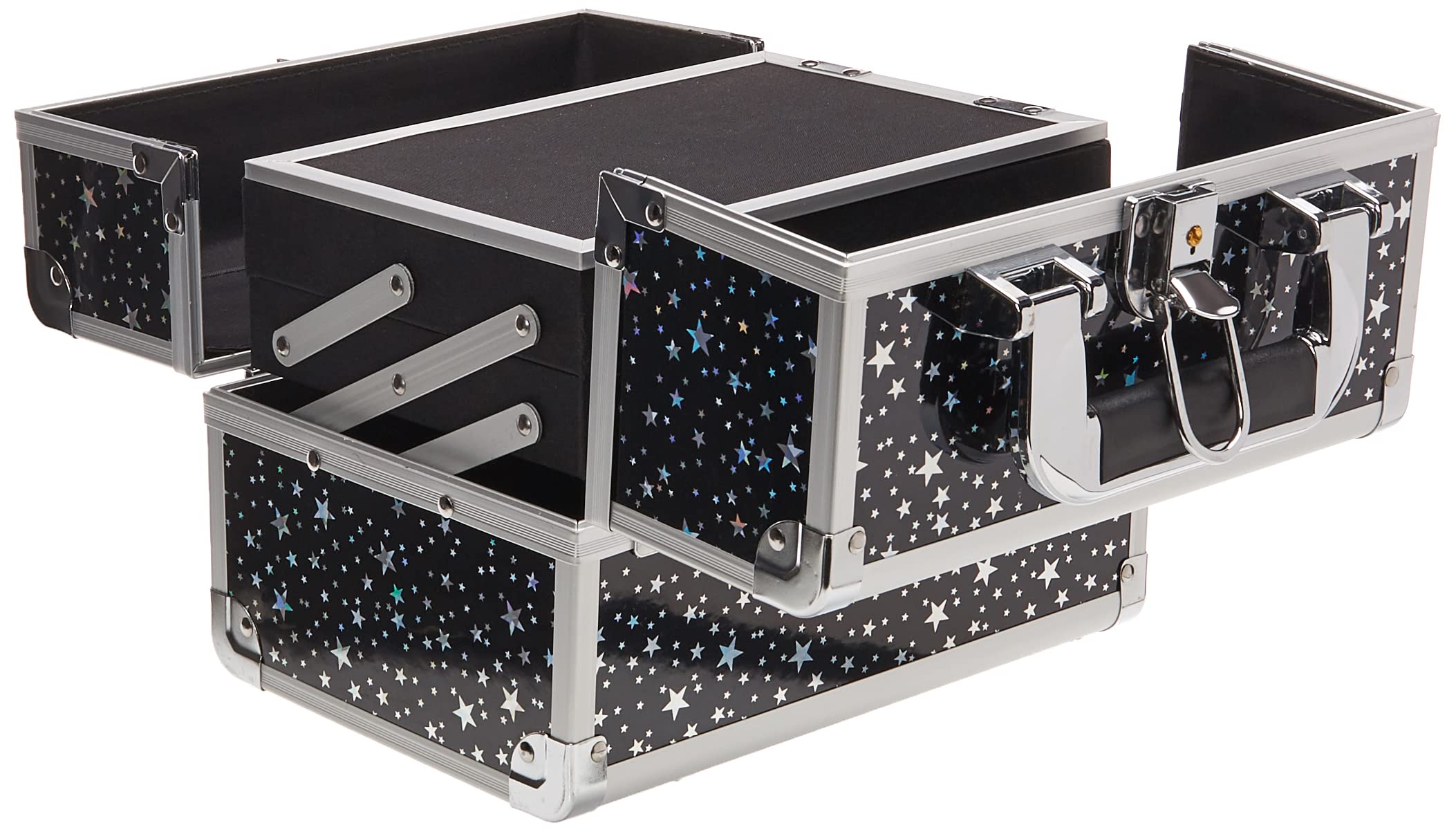 Joligrace makeup train case bottom space fits palettes and bottles