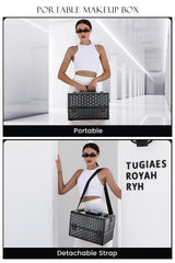 Joligrace Makeup Train Case lid-open view shows accessible layout for quick access