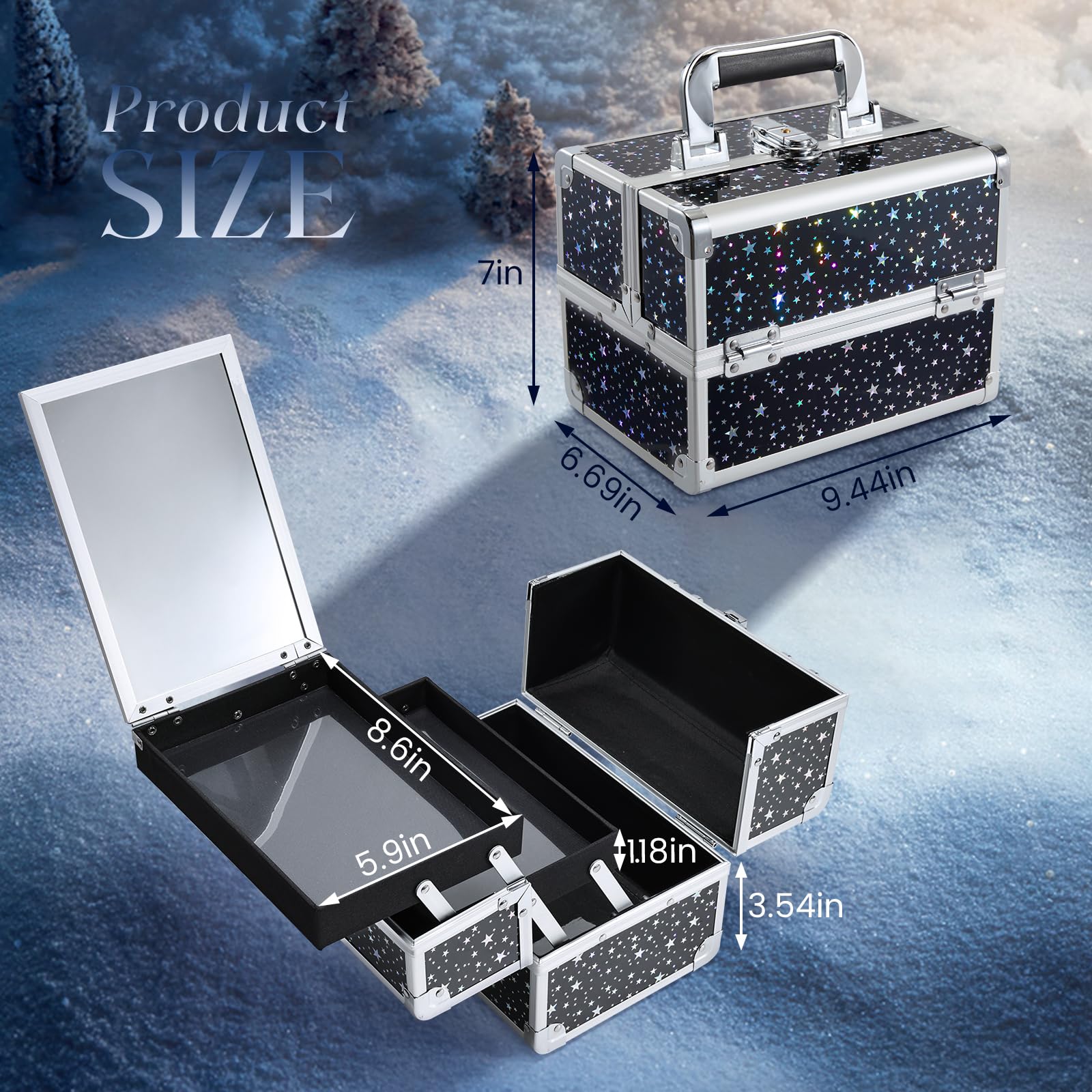Joligrace makeup train case non-slip handle offers comfortable carrying