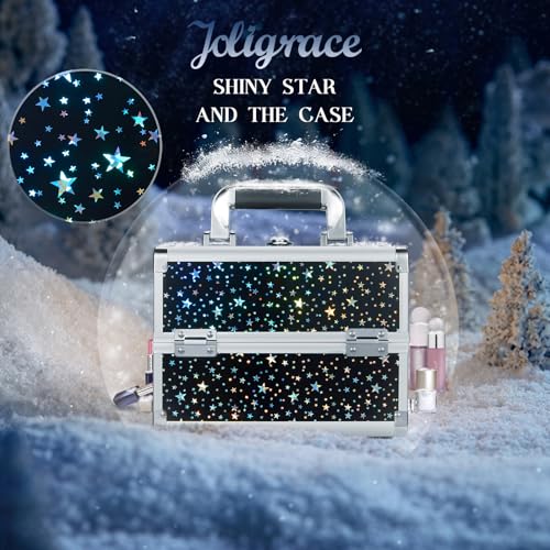 Joligrace makeup train case open lid for quick organization checks