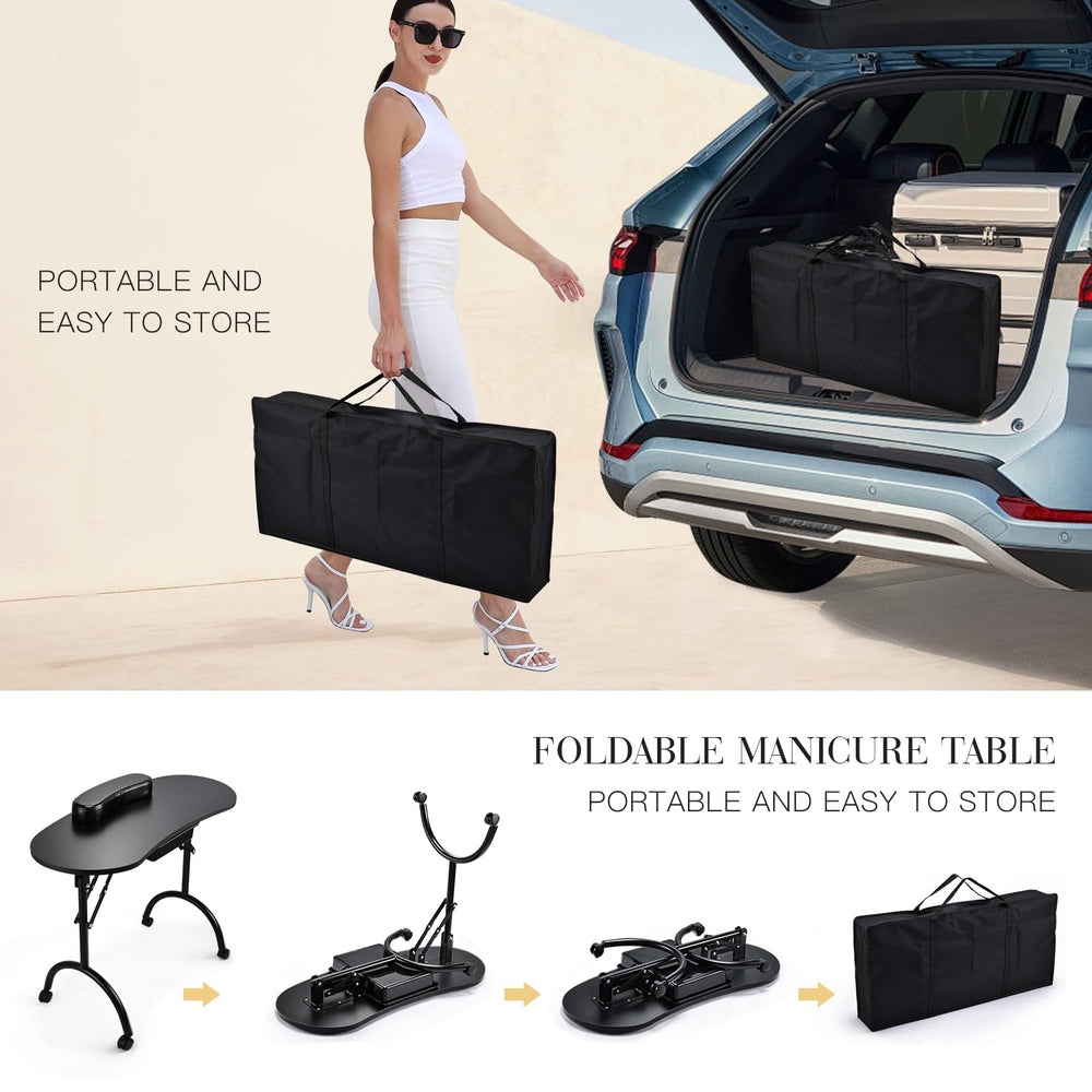 Joligrace manicure table carrying-bag-included convenient storage and travel-ready