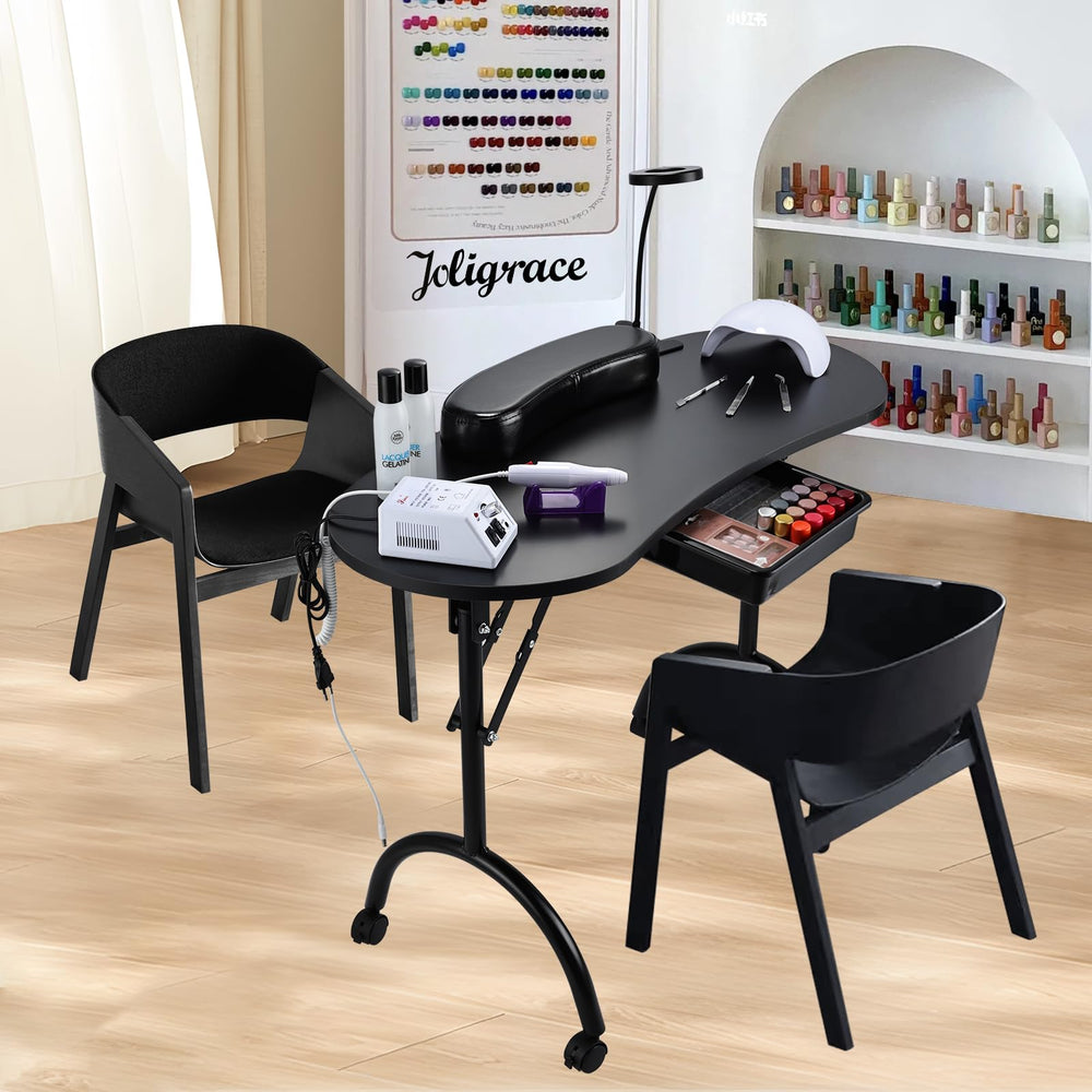 Joligrace manicure table compact-folded-storage space-saving design for small studios