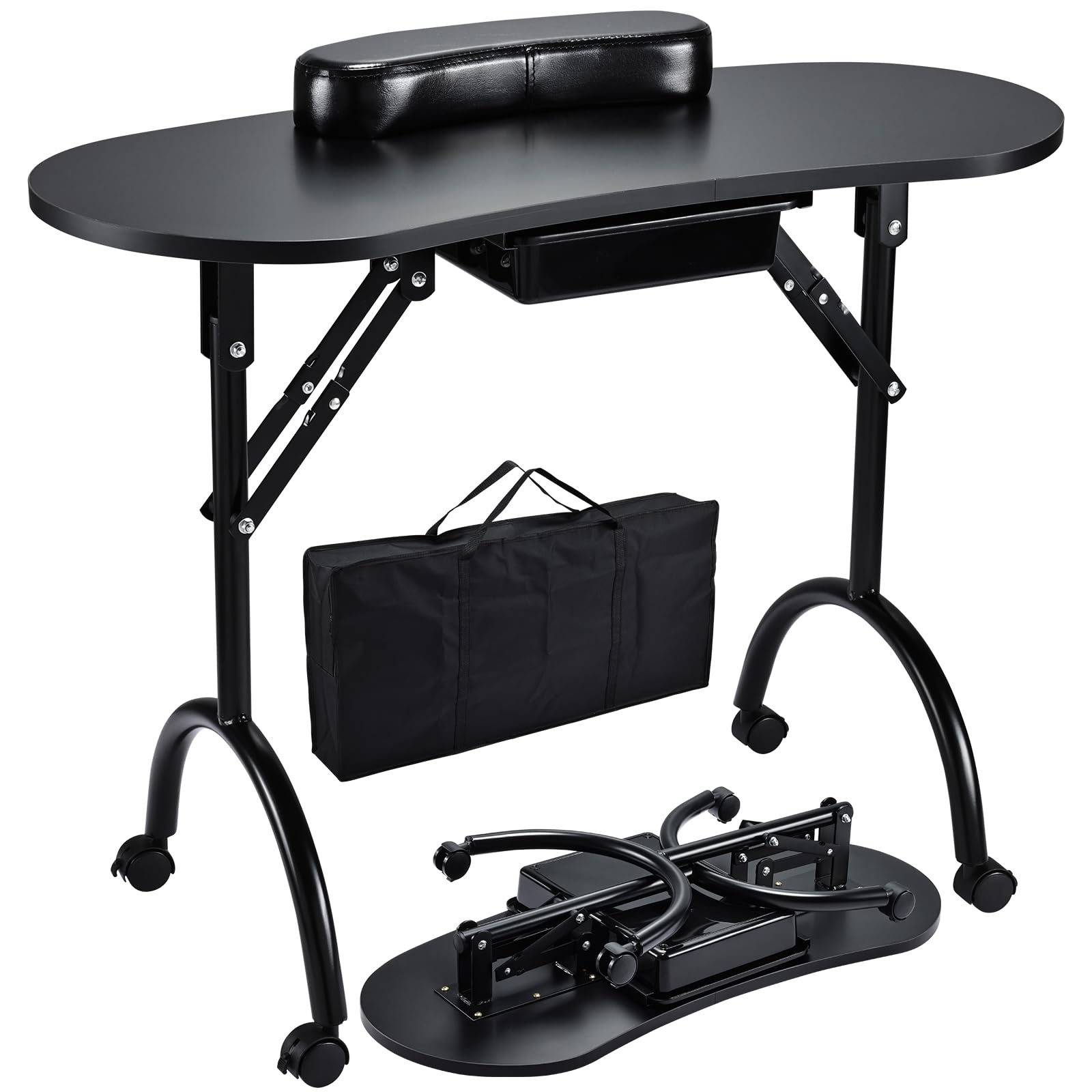 Joligrace manicure table tabletop-drawer-setup keeps tools organized during sessions