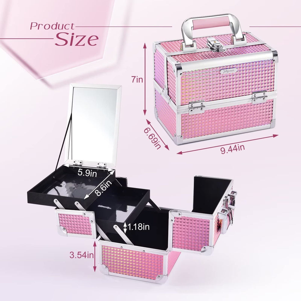 Joligrace Mermaid Pink makeup-train-case-waterproof-surface protects makeup from moisture.