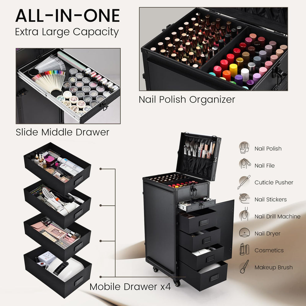 Joligrace multi-functional nail case with partitions keeps supplies organized