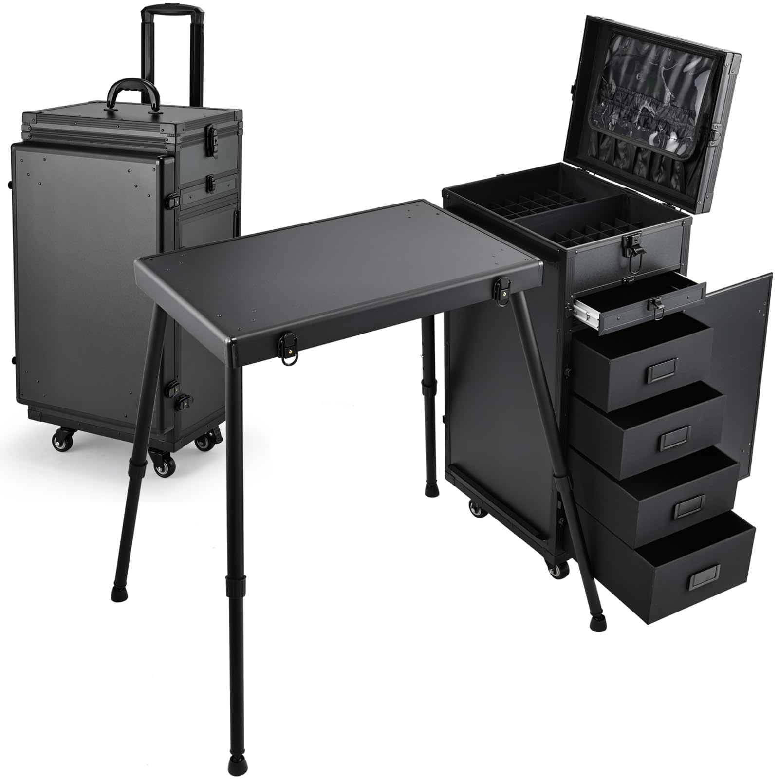 Joligrace rolling manicure table with extended pull rod for on-site styling sessions