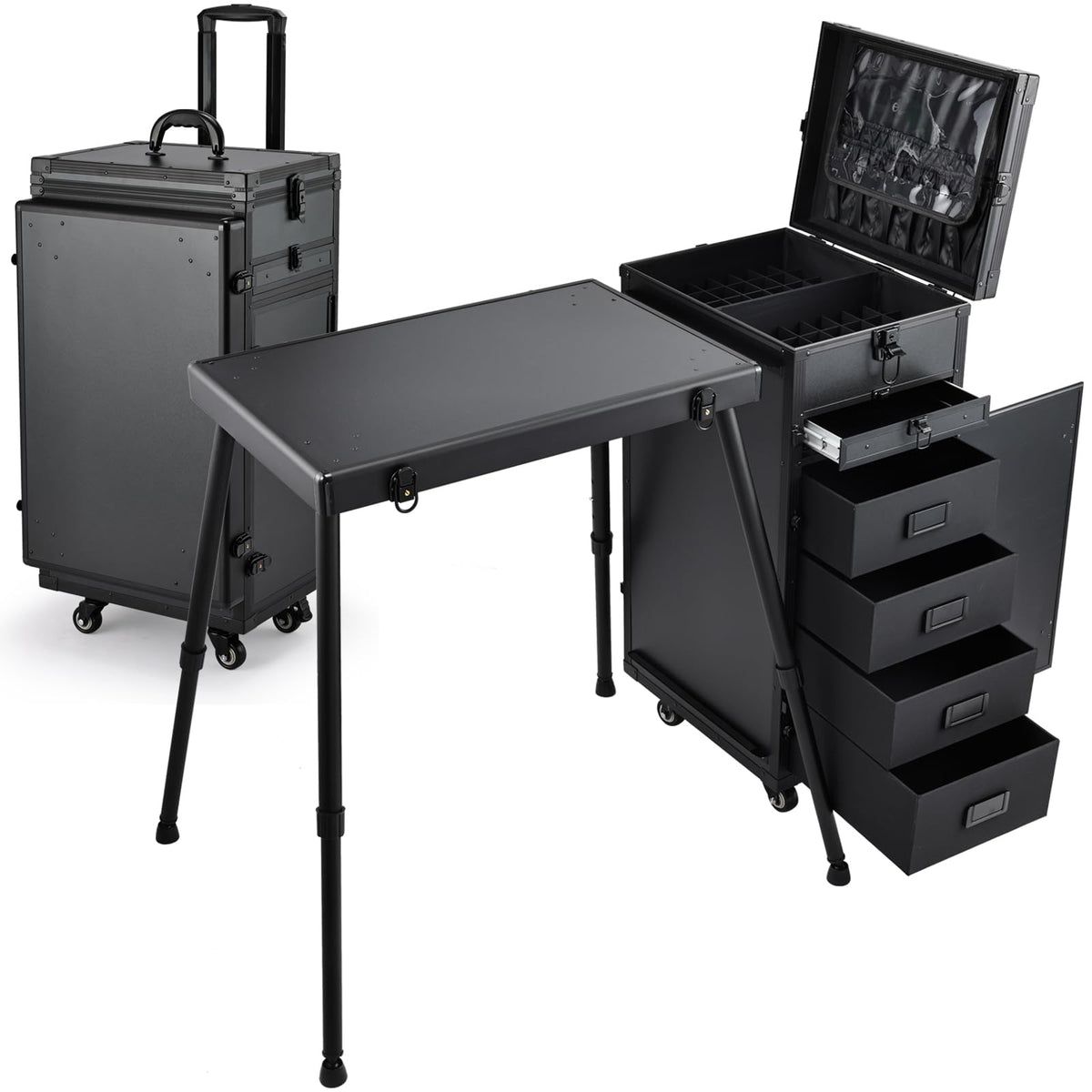 Joligrace rolling manicure table with extended pull rod for on-site styling sessions