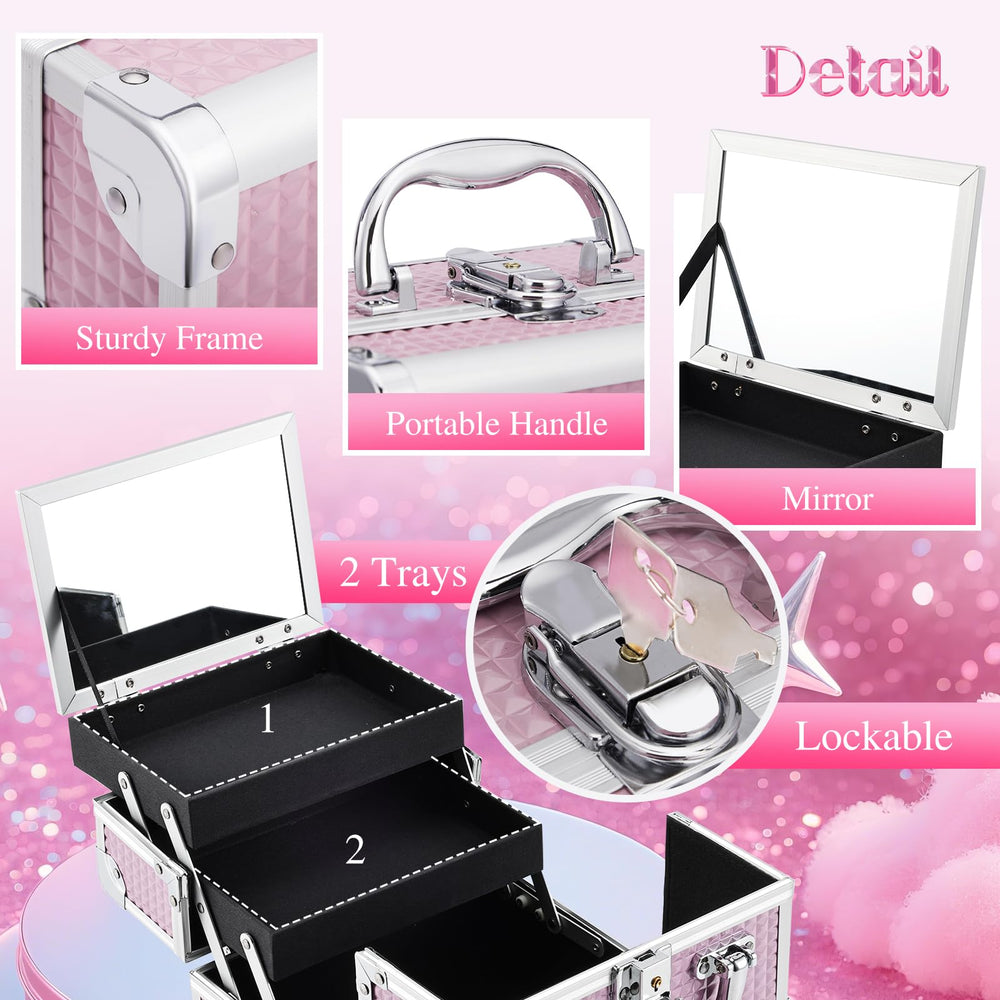 Joligrace train case with two-level cantilever tray keeps tools organized