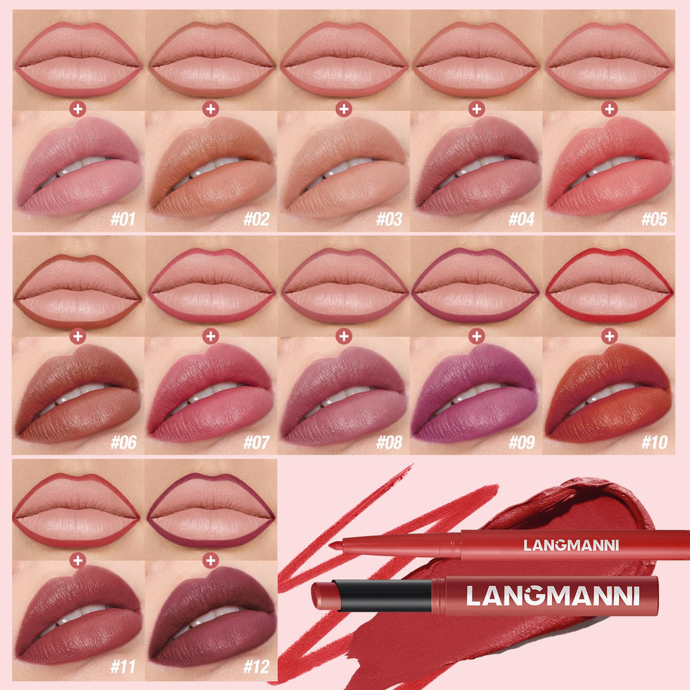 Jolilab lip set liners swatches show 3 colors for precise lip shaping and feather-proof edges.