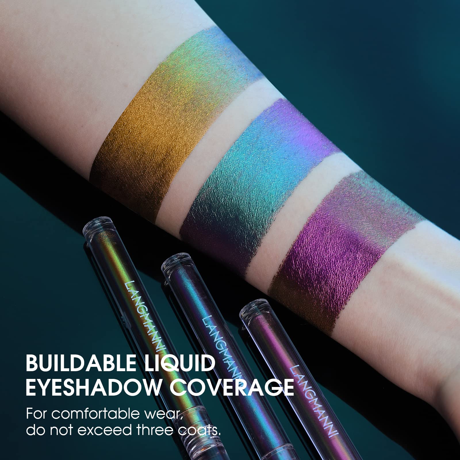 Jolilab Metallic Liquid Chameleon Eyeshadow Ember glow on fingertip offers warm intensity.