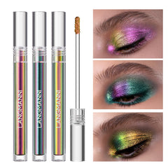 Jolilab Metallic Liquid Chameleon Eyeshadow Peacock closeup shows long-lasting holographic shine.