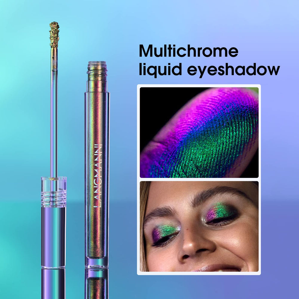Jolilab Metallic Liquid Chameleon Eyeshadow Peacock swirl reveals multi-dimensional color for bold day-to-night looks.