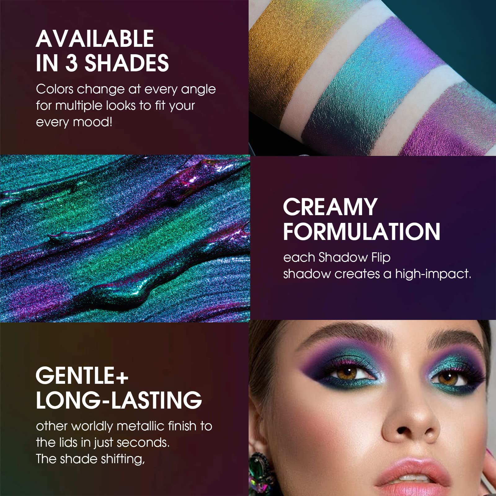 Jolilab Metallic Liquid Chameleon Eyeshadow packaging closeup emphasizes waterproof, smear-proof formula.