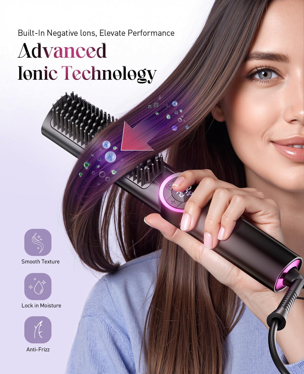 JolinKoin Hair Straightener Brush dual voltage for travel-ready styling