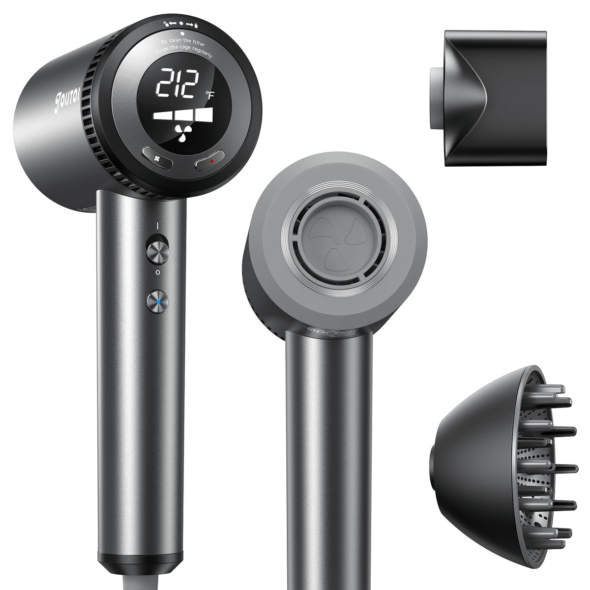 The Jolitoi ionic technology hair dryer smooths hair and reduces frizz for a glossy finish.