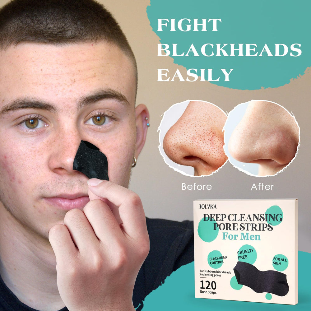 JOLVKA natural cleansing strips seen in bathroom routine for clearer-looking skin.