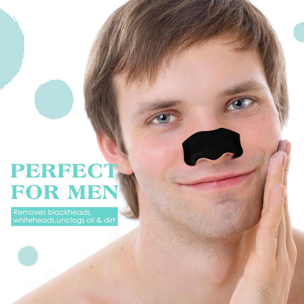 JOLVKA charcoal nose strips during at-home regimen suggesting easy, no-fuss use.