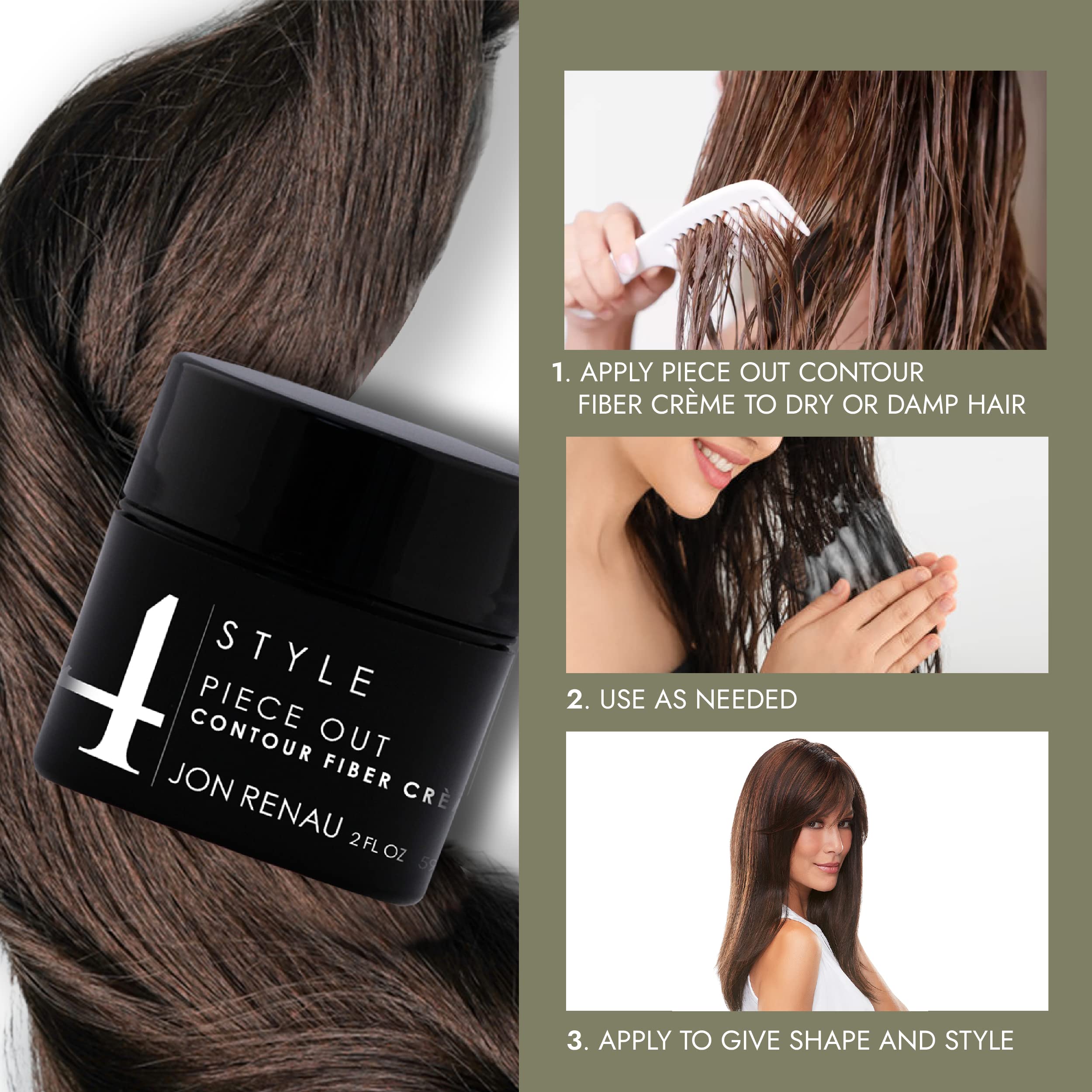 Jon Renau Piece Out Contour helps tame flyaways for polished, long-lasting looks.