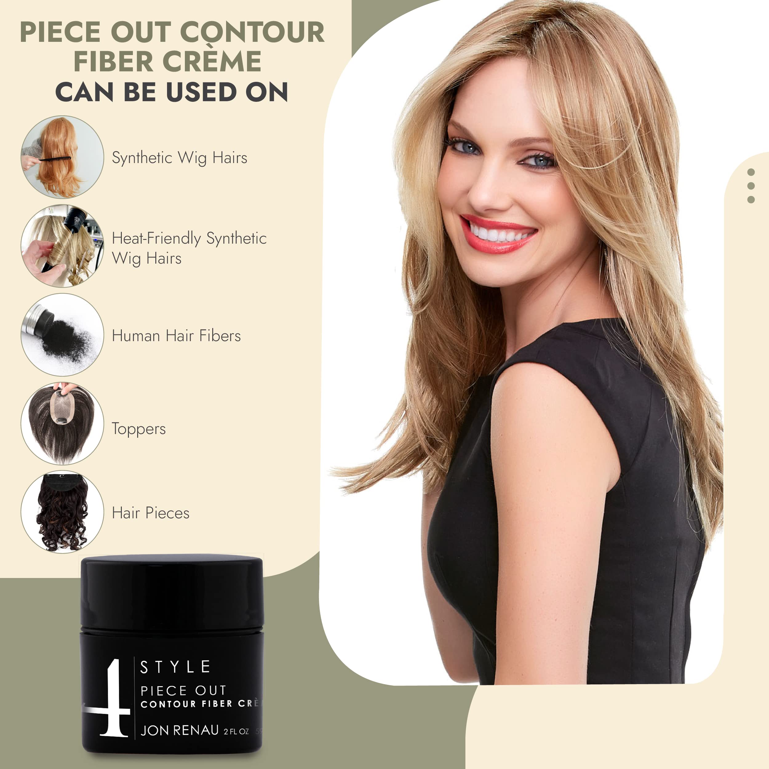 Jon Renau Piece Out Contour used on synthetic wigs for controlled flyaways and volume.
