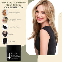 Jon Renau Piece Out Contour used on synthetic wigs for controlled flyaways and volume.