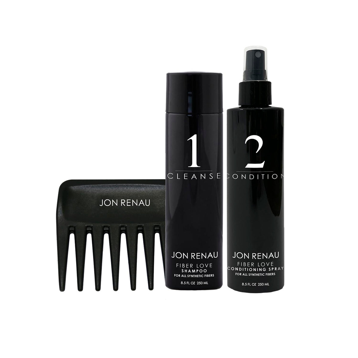 Jon Renau synthetic hair shampoo bottle ready for gentle cleansing and shine