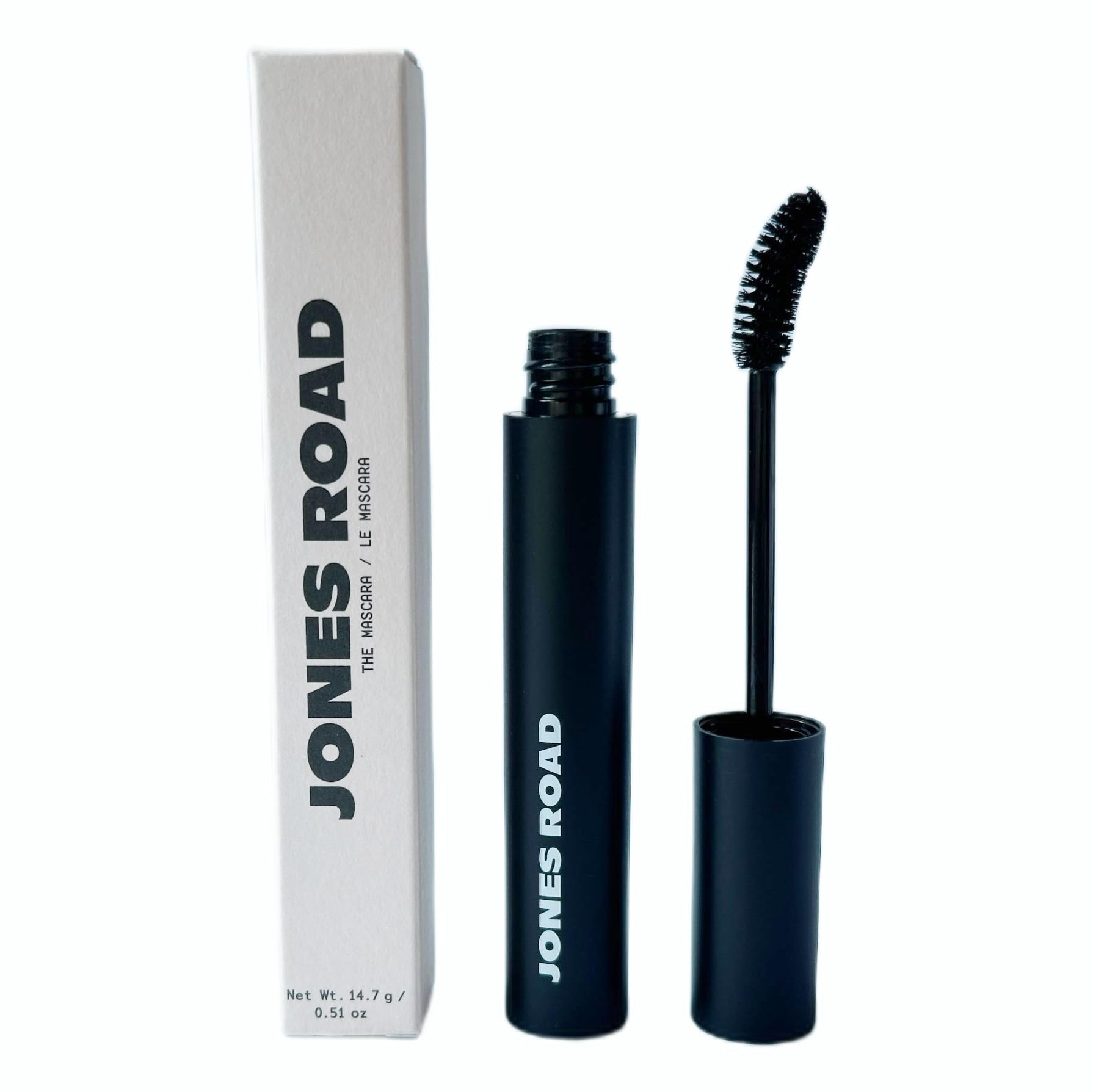 Jones Mascara for Jone Road curved-brush lashes boosts definition and length.