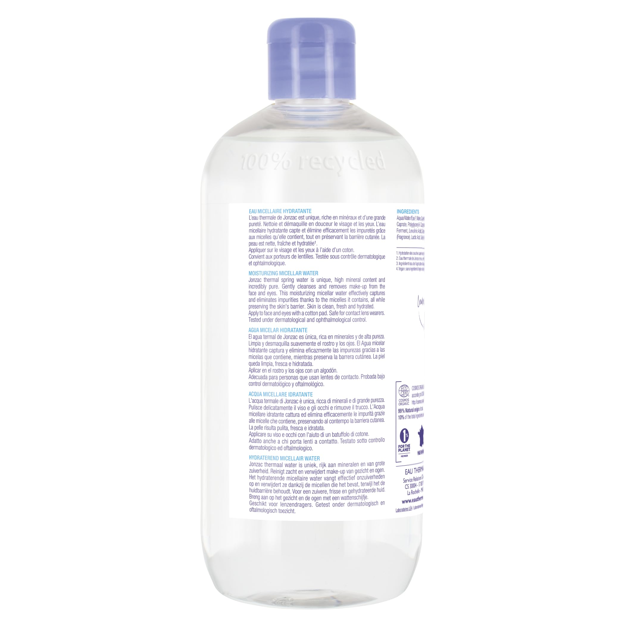 JONZAC CosmeBio EcoCert certification on label supports natural origin and ethical skincare
