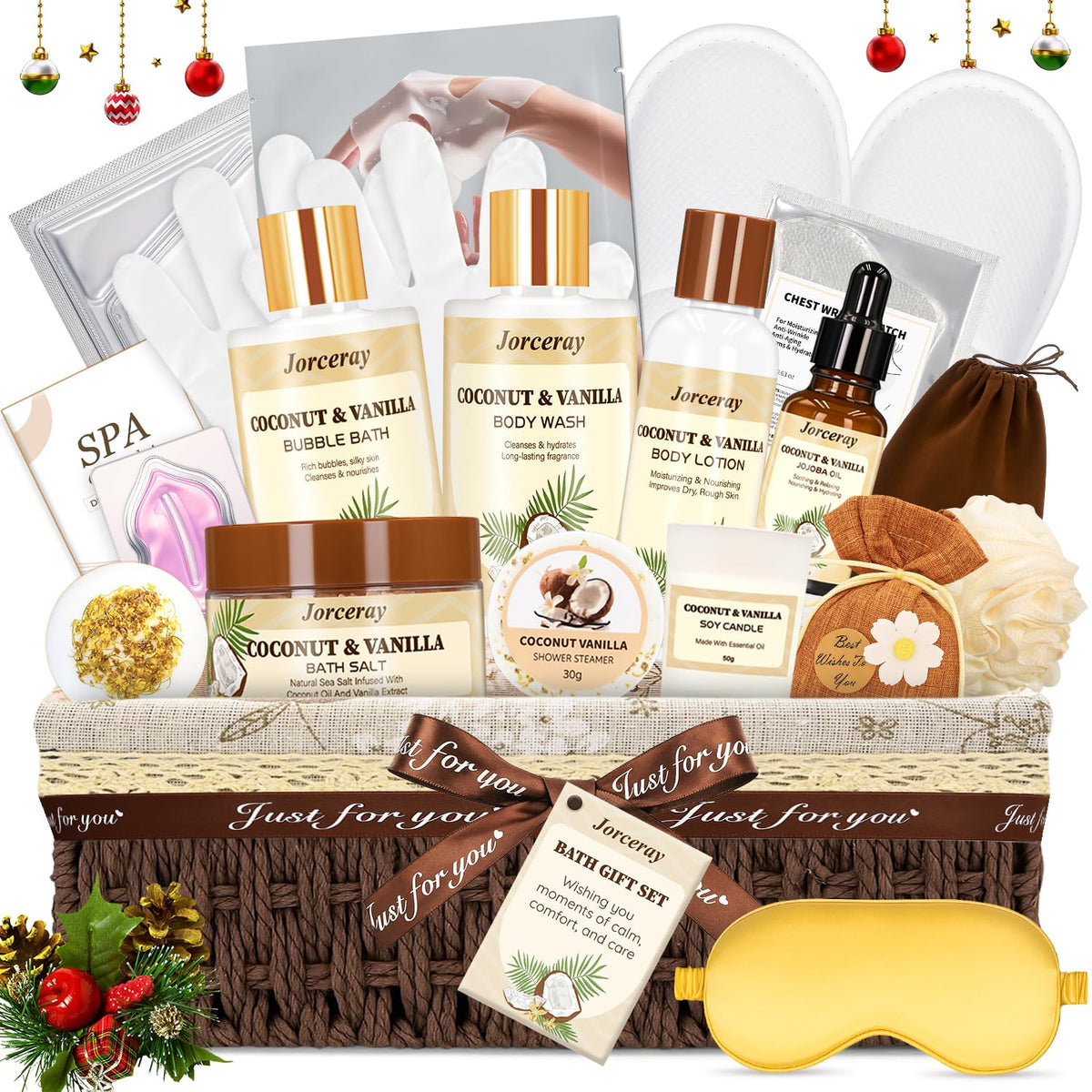 Jorceray 22pcs bath basket unpacked, ready for a cozy home spa day.