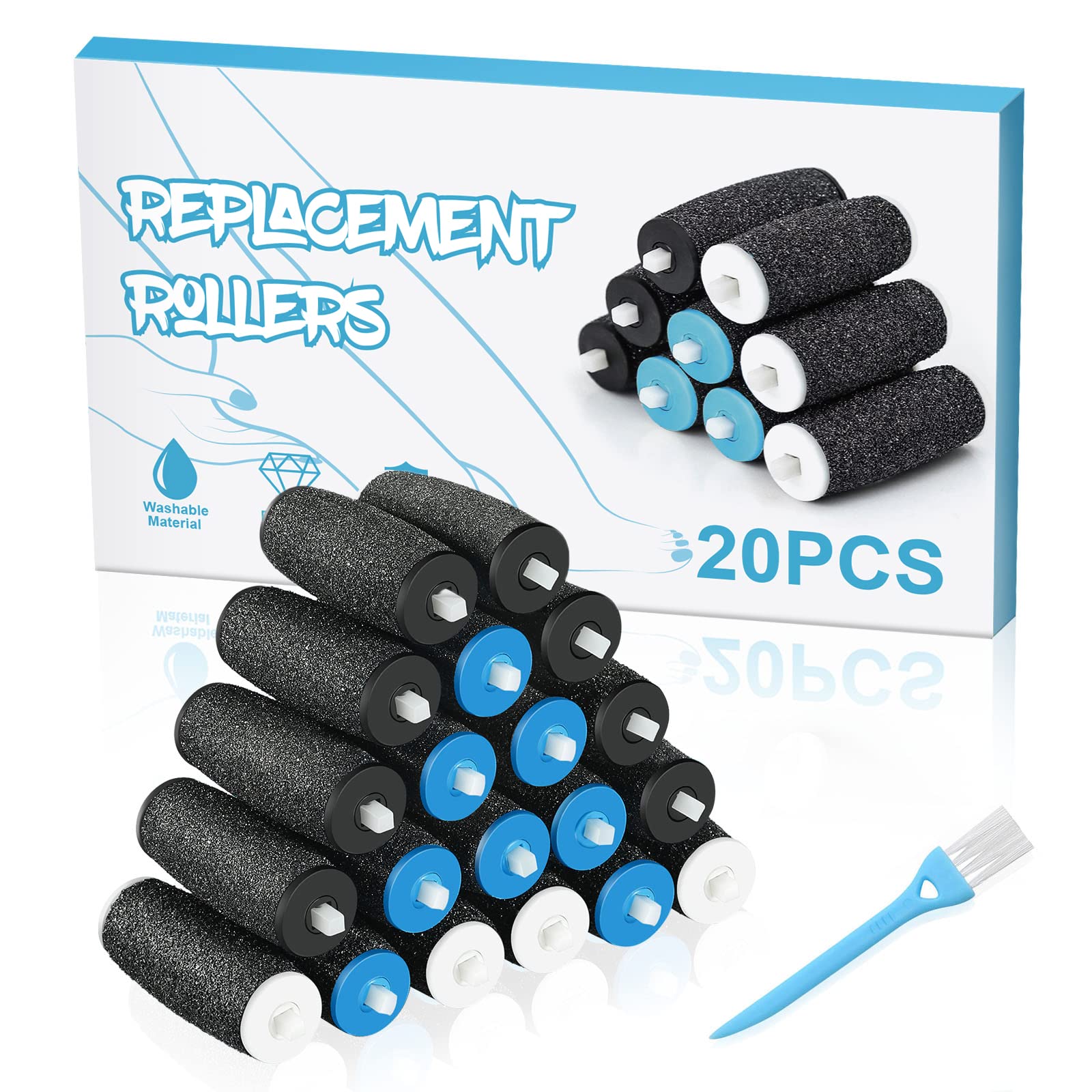 Jorest Amope coarse black rollers 8pcs for rapid removal of thick skin on feet.