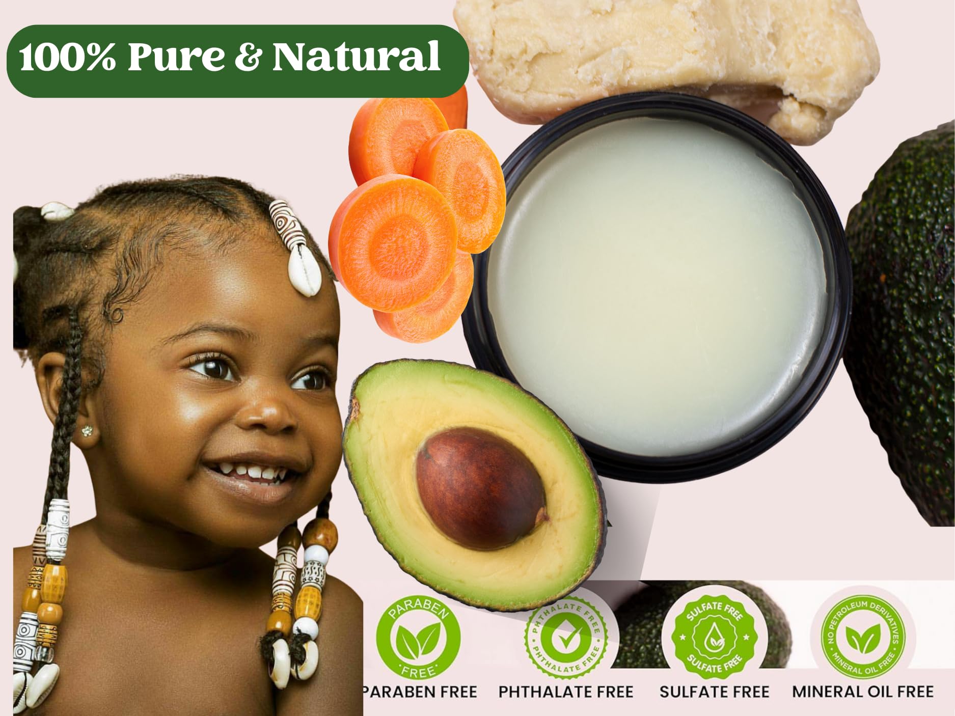 J'Organic Solutions kid's hair growth stimulator packaging highlighting natural ingredients