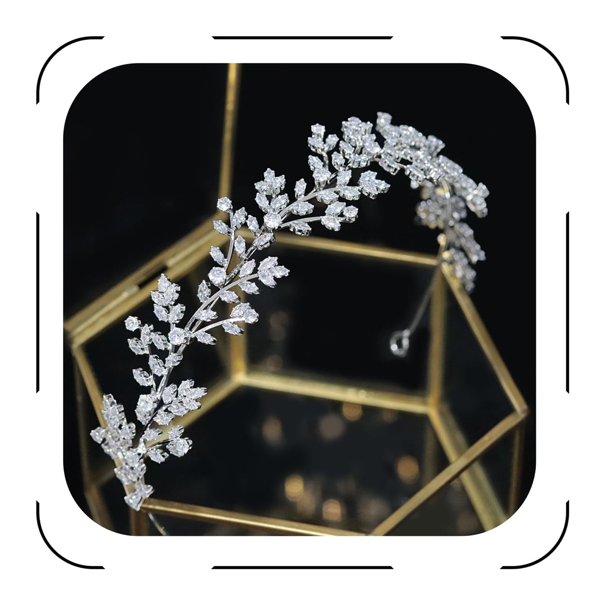 Jorsnovs tiara Cubic Zirconia closeup highlights bridal sparkle