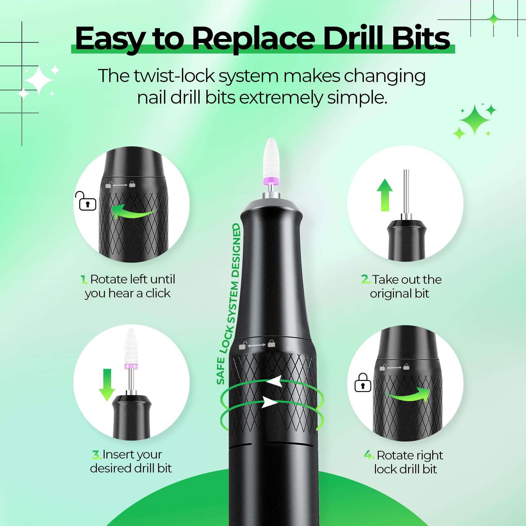 JOSGLOI electric nail drill LCD display aids precise speed control