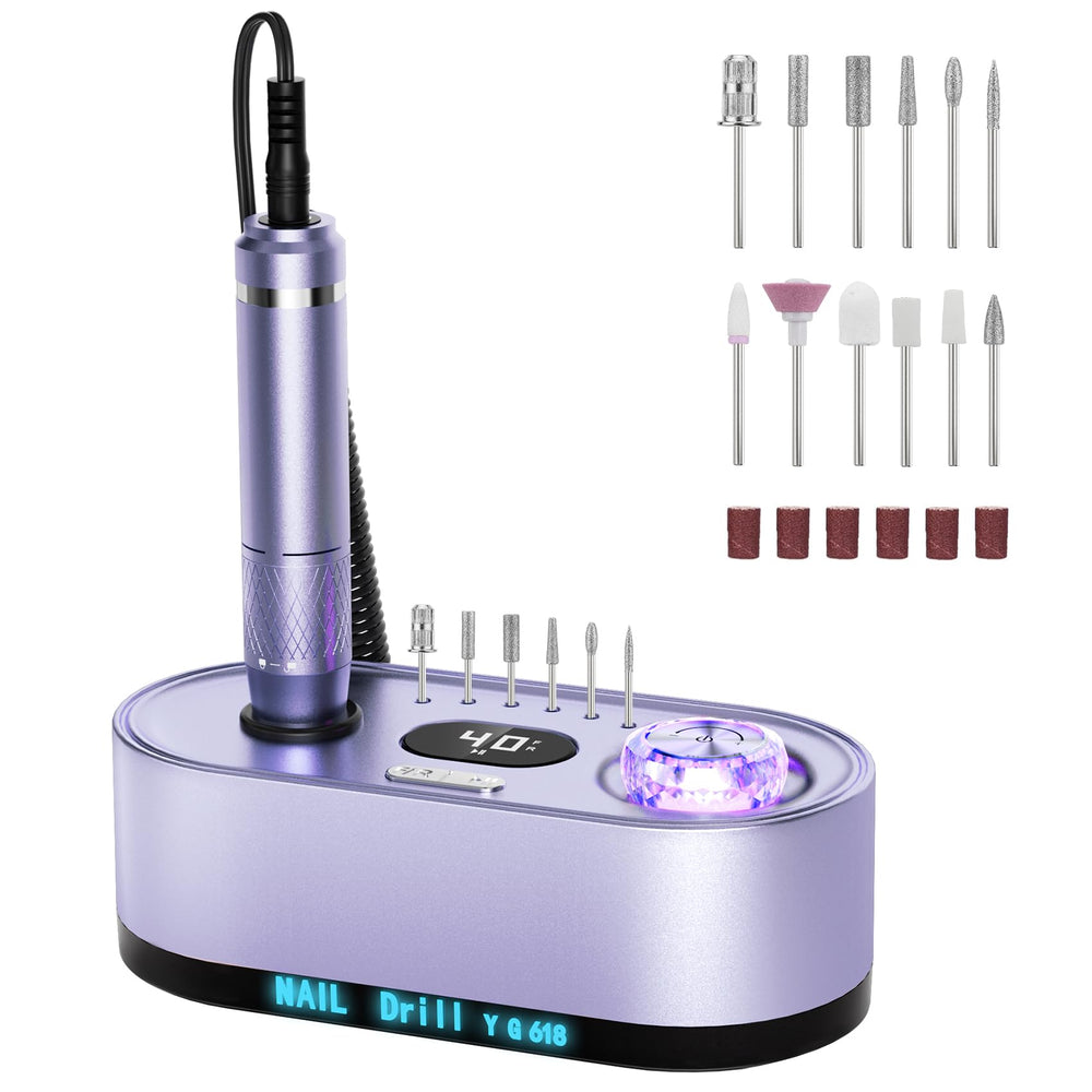 JOSGLOI electric nail drill with 40000RPM display enables precise speed control.