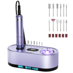 JOSGLOI electric nail drill with 40000RPM display enables precise speed control.