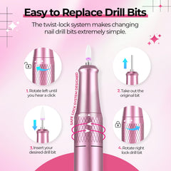 JOSGLOI nail drill heat-dissipation holes highlight cooler operation during use.