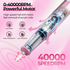 JOSGLOI nail drill LCD display closeup showing precise speed and direction control.