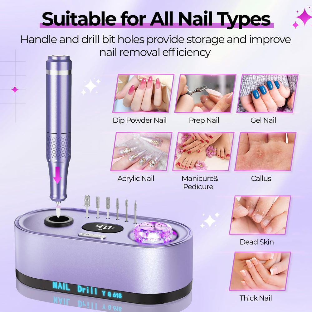 JOSGLOI nail drill USB charging port for convenient power.