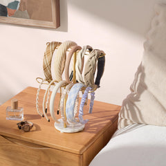 Josmimic hair-accessory-storage-stand-gold keeps clips and ties organized and accessible