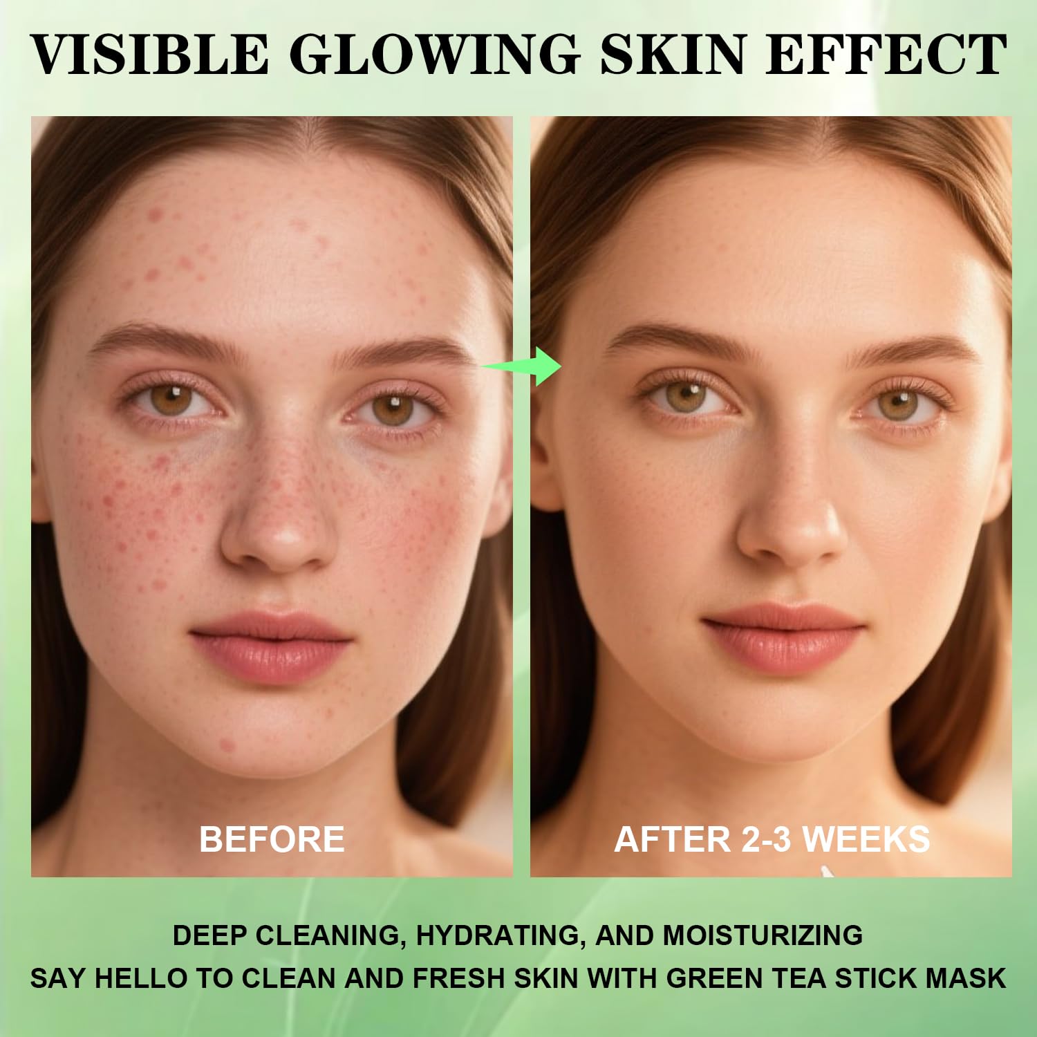 Josmon Green Tea Deep Cleanse Mask Stick results suggest clearer pores and refreshed skin.