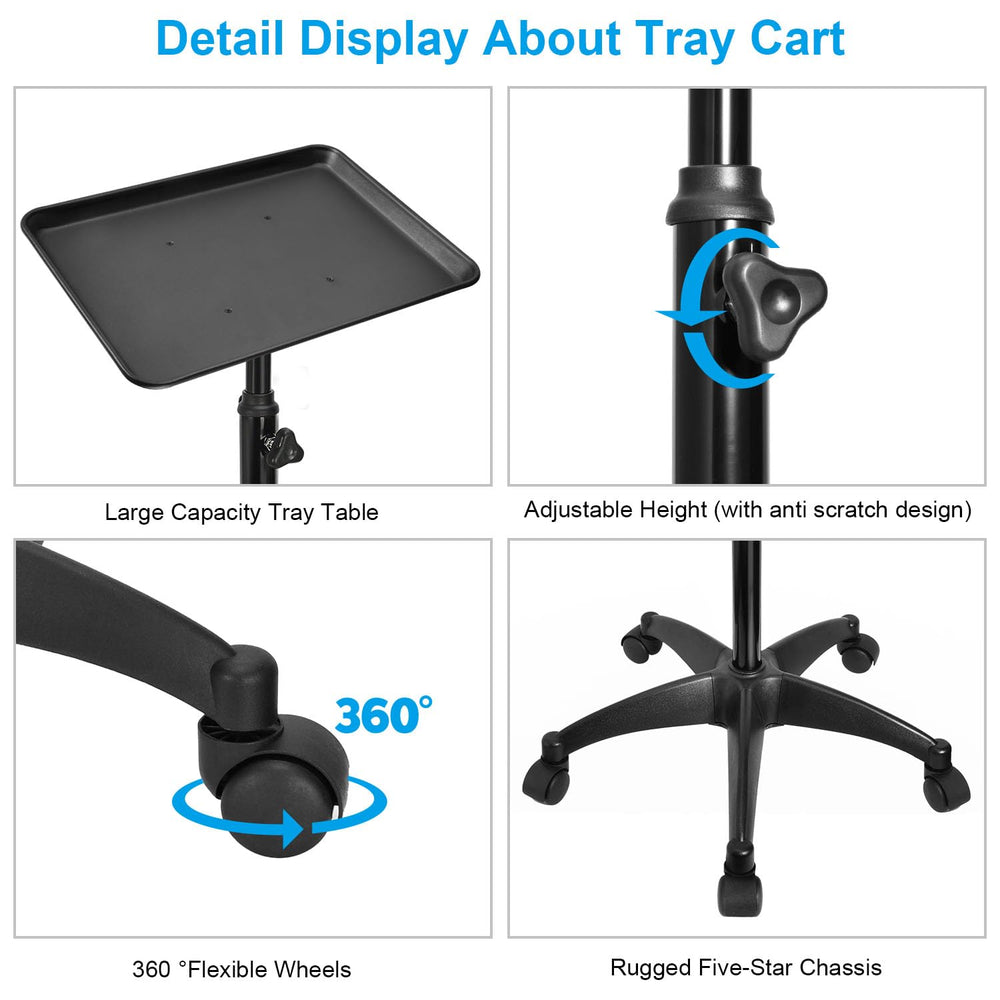 JOSTZHXIN salon trolley features 360-degree swivel wheels for flexible positioning.